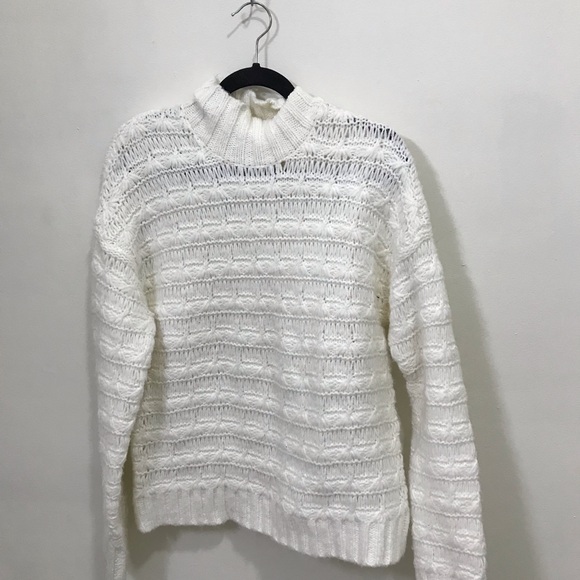 St. John's Bay Sweaters - St. John's Bay White Cable Mock Neck Sweater